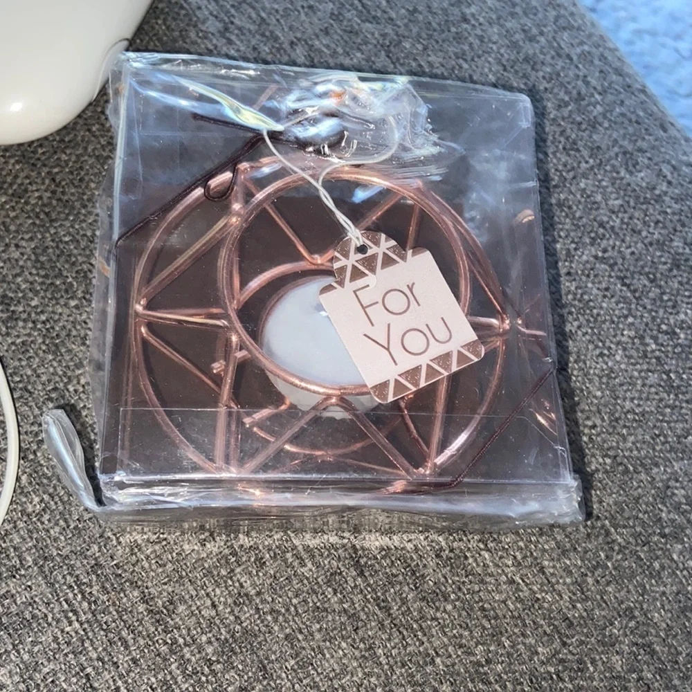 New Geometric Design Rose Gold Metal Tea Light Candle Holders T9